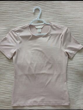 Women's Short Sleeve Crewneck Top - Light Blush Pink